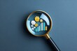 © Sanchai - Minimalist depiction of a magnifying glass over a bar chart, representing the analysis of feedback survey results in business