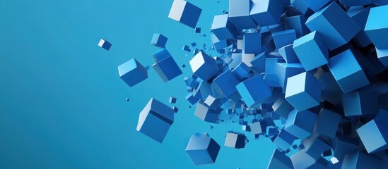 Wall Mural - blue cube abstract background