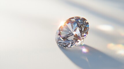 Aufkleber - Sparkling Diamond on White Surface with Reflections
