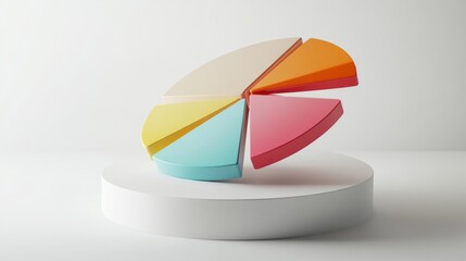 Poster - Colorful 3D Pie Chart on Minimalist Display Base