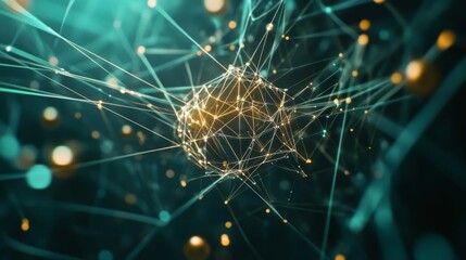 Aufkleber - Abstract Neural Network Visualization with Light Effects