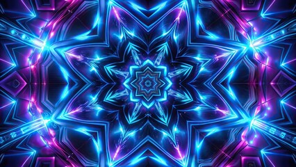 Wall Mural - futuristic abstract neon shapes on black background