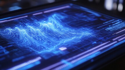 Poster - Blue Digital Waveform Display on High-Tech Screen