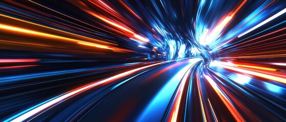 Wall Mural - vibrant abstract background featuring dynamic light trails and high-speed motion blur, perfect for c