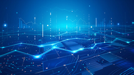 Wall Mural - blue business background with business data graphs analytics