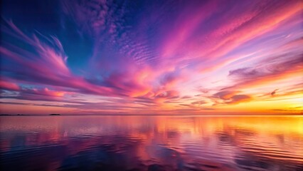 Wall Mural - gorgeous sunset panorama with pink and purple sky
