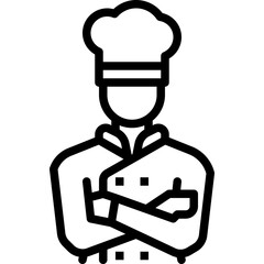 Canvas Print - executive chef in uniform and hat ready to cook food line or outline icon