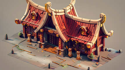 Sticker - Hall isometric buildings 3D