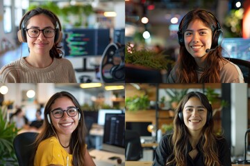 Portrait of a smiling young hispanic female IT support worker in startup company office