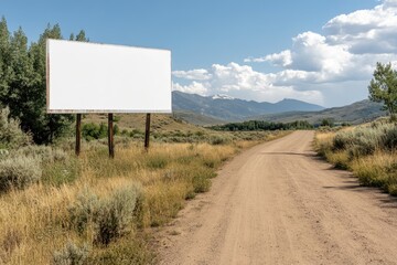 Minimalist display: white blank billboard set in unusual location, providing clean, open space for bold marketing concepts, highlighting potential for impactful advertising in distinct environment.