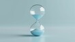 © SHOTPRIME STUDIO - Hourglass with blue sand on a soft blue background, symbolizing the passage of time and life s fleeting moments, emphasizing the importance of time management and reflection