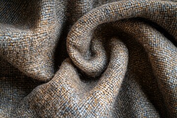 Wall Mural - Close-up of a textured fabric showcasing its intricate weave and soft curves, ideal for design and fashion concepts.