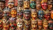 © Udomner - Wooden masks collection made by local artisans for traditional festivals , wooden, masks, collection, local, artisans
