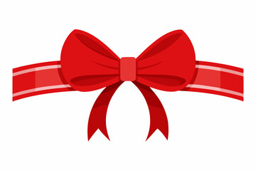 Red christmas bow on a white background