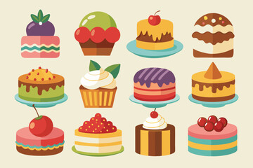 Sticker - Wedding cake pie sweets dessert bakery flat simple style isolated vector illustration