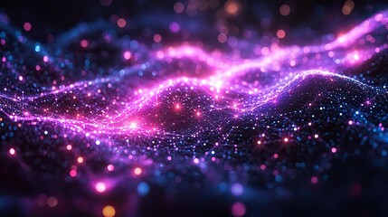 Wall Mural - an abstract network background with purple tones, highlighting the digital connectivity and technolo