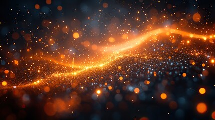 Wall Mural - an abstract representation of network and connection technology with blurred golden bokeh, conveying