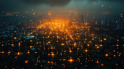 Wall Mural - an aerial view of a modern agricultural city, integrating digital technology for smart agriculture s