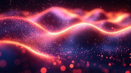 Wall Mural - a vibrant background of neon waves, adding a dynamic and modern aesthetic to technology-related visu