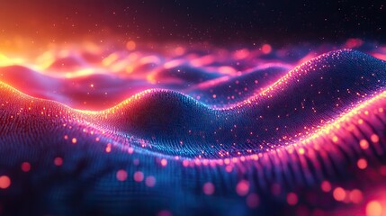Wall Mural - a vibrant display of multicolor glowing data set against an abstract digital landscape, highlighting