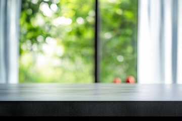Aufkleber - Minimalist Gray Marble Surface with Fresh Greenery and Tomatoes in Soft Focus Background