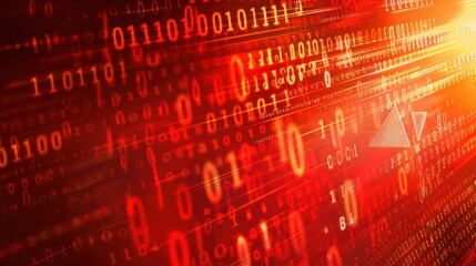 Binary Code Background, Red and Orange Digital Data Stream