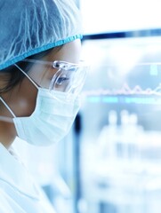 Aufkleber - Female Scientist in Protective Gear Conducting Research in a Modern Laboratory