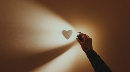 Aufkleber - Minimalist Art Creating Heart Shadows with Flashlight