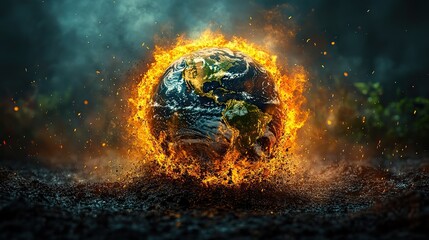 Wall Mural - a powerful and heart-wrenching image illustrates the devastating consequences of climate change acro