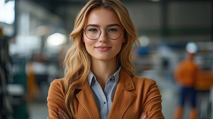 A professional woman working in an industrial setting, reflecting the integration of technology in traditional industries.