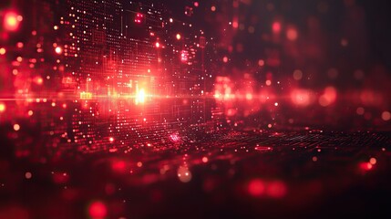 Wall Mural - a red abstract technology background with digital tech circles, providing ample copy space for addit