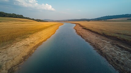 A river dries up in Europe during the summer, illustrating the region’s struggle with climate change effects.