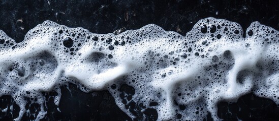 Poster - Close-up of white foam on black background.