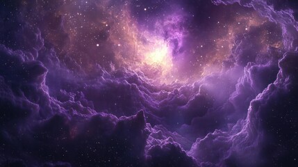 Wall Mural - a purple and blue space filled with stars and clouds