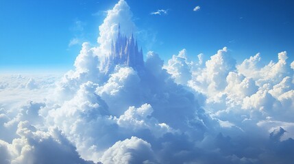 majestic cloud formation resembling a castle in the sky