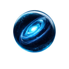 Wall Mural - a mesmerizing galaxy contained within a spherical shape, surrounded by deep blue hues and sparkling 