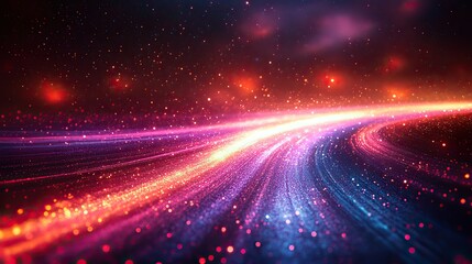 Wall Mural - a high-speed light effect with curved beams on an abstract background, showcasing futuristic motion 