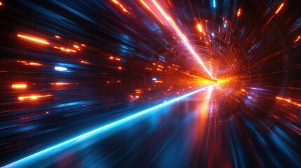 Wall Mural - a high-speed panoramic abstract background illustrating light technology and motion concepts.