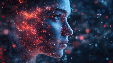 Wall Mural - a modern data scientist utilizing technology and neural networks for advanced data analysis.