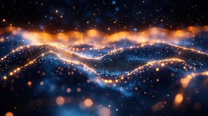 Wall Mural - a modern network concept featuring gold lines and dots on a premium blue background, symbolizing fut