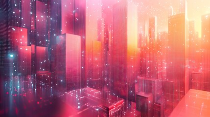 Wall Mural - a pastel-colored tech background featuring a geometric 3d structure with clean, minimalistic, and fu