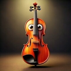 Poster - Cute Cartoon Violin Music Instrument Character 