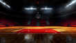 © Neural9 Project - Empty Basketball Arena with Wooden Floor and Red Seats Ready for the Game
