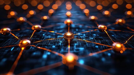 Wall Mural - a concept focusing on the technology behind networking connections, emphasizing the digital links th