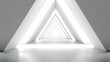 © Neural9 Project - Abstract 3D Rendering of a White Triangular Corridor Leading to a Bright Light Source
