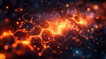 Wall Mural - a digital banner design with geometric elements, tailored for science, medical, and technology theme