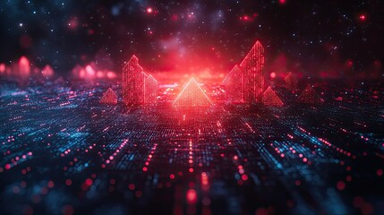 Wall Mural - a digital transformation background with rising arrow charts, symbolizing business growth, big data,