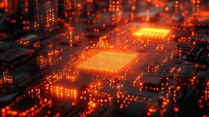 Wall Mural - a dynamic depiction of printed circuit boards, representing technological processes and educational 