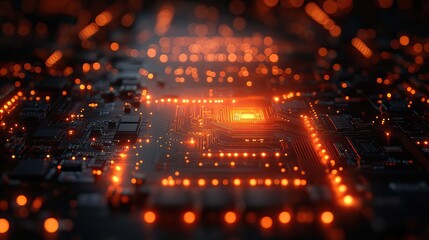 Wall Mural - a dynamic depiction of printed circuit boards, representing technological processes and educational 