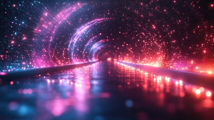 Wall Mural - a dynamic illustration of neon futuristic light flashes on a black background, ideal for banners and